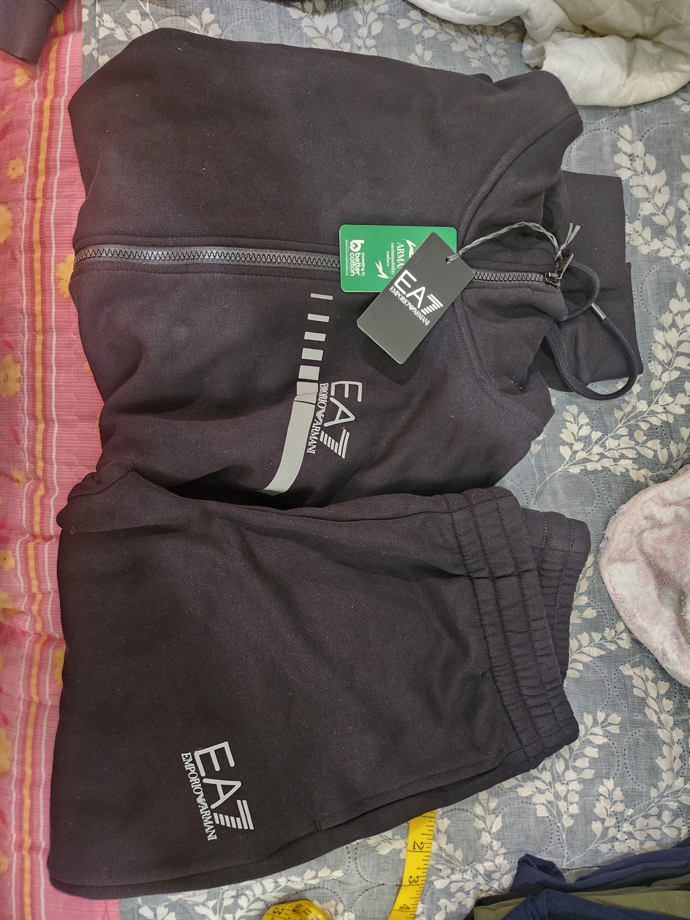 Emporio Armani Black EA7 Zip Hoodie & Sweatpants Set. S-M